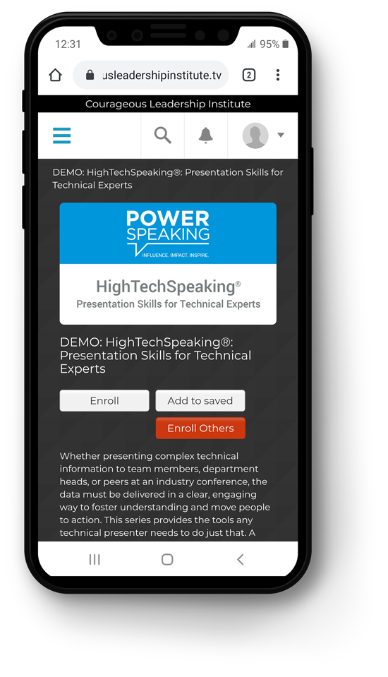 On-Demand MicroLearning on mobile device from Courageous Leadership Institute