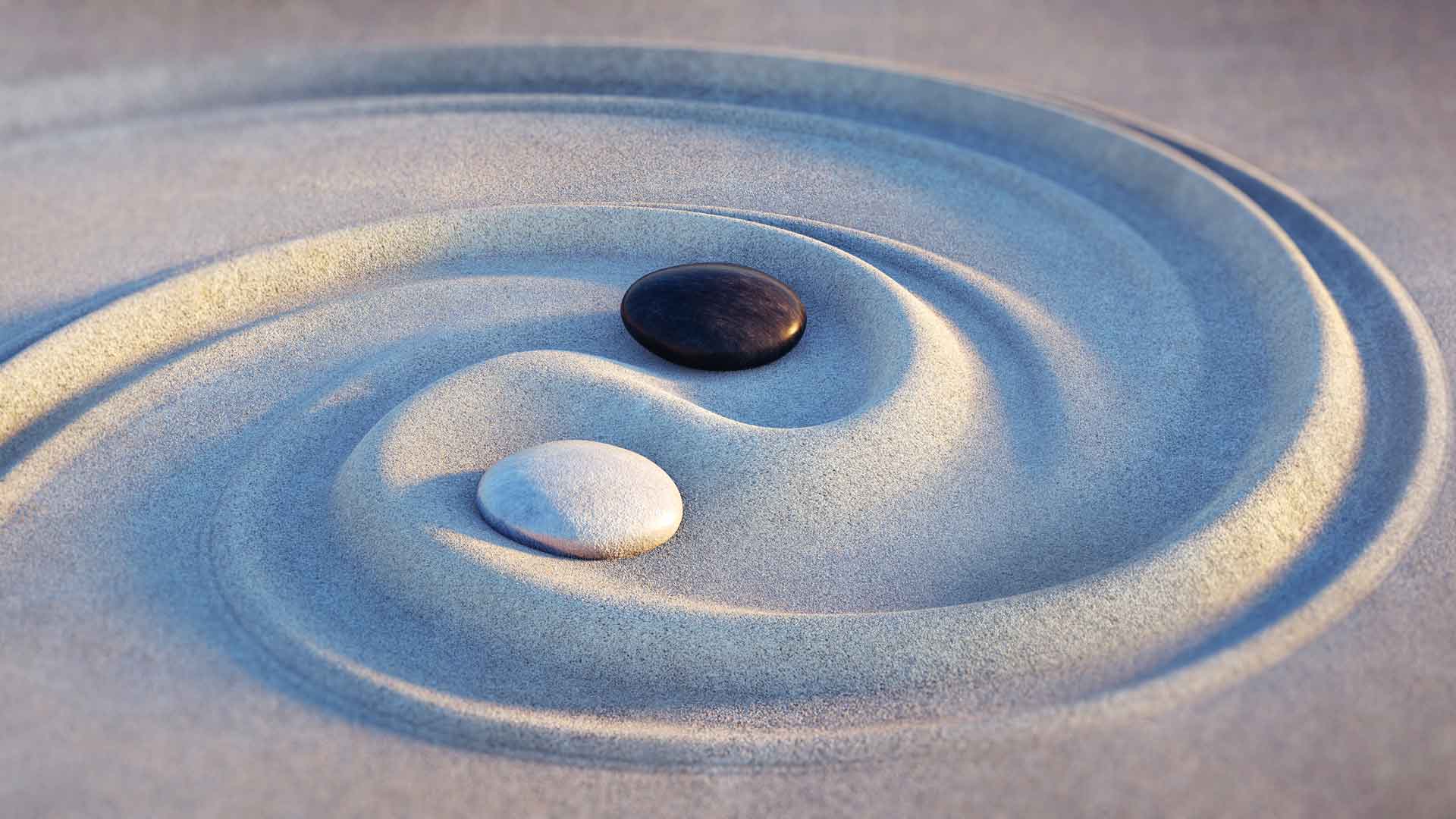 Yin and Yang rocks in stone - mantra